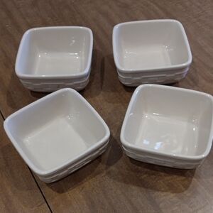 Longaberger Cream Ceramic Square Bowls Set